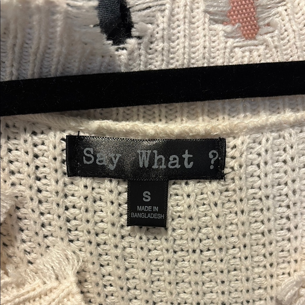 Cream Distressed Knit Sweater - Picture 2 of 6